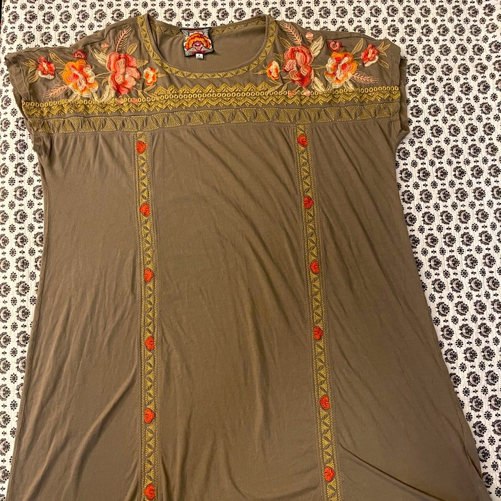 Johnny Was Dark Gray Shift Dress